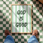God Is Good Print, Christian Wall Art, Sage Green Faith Poster