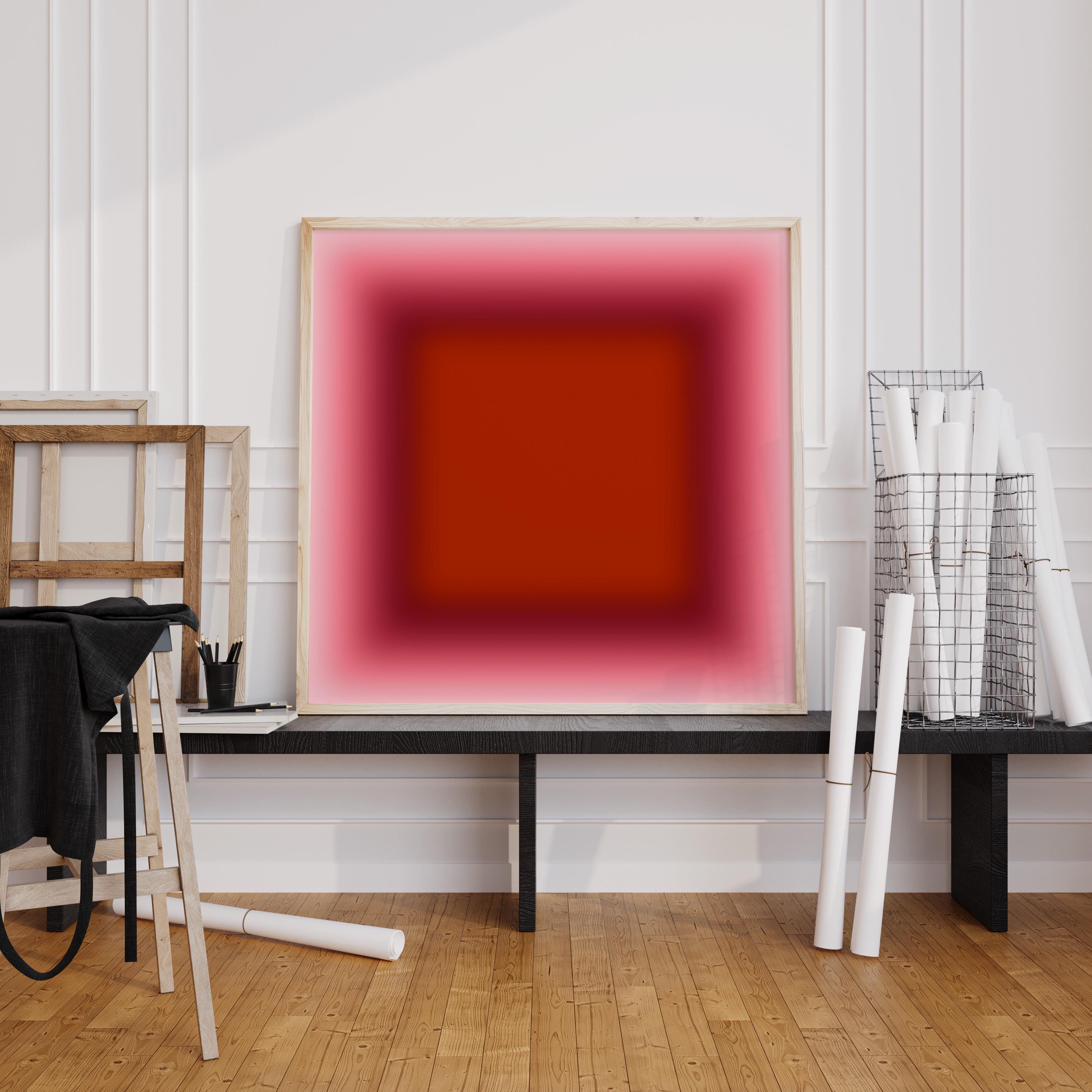 Red Pink Gradient Wall Art – Modern Square Abstract Color Field Print, Minimal Home Decor