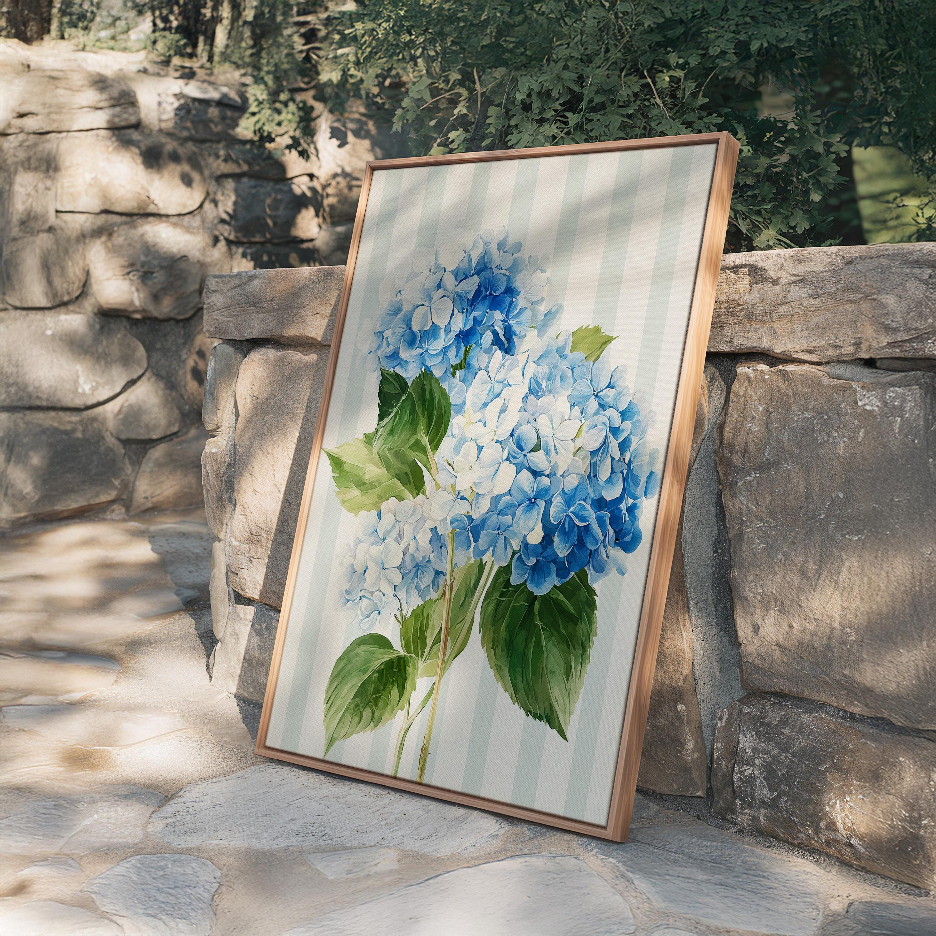 Hydrangea Printable Wall Art, Blue Floral Digital Download for Home Decor