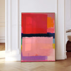 Abstract Color Block Painting Print, Pink Red Textured Brush Stroke Art, Modern Wall Decor
