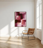 Burgundy Abstract Art Print, Pink Brushstroke Painting, Modern Wall Decor