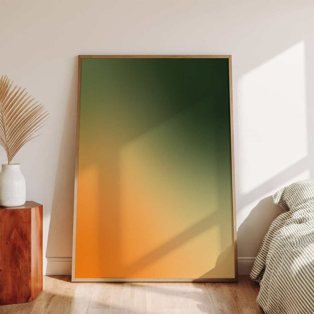 Autumn Fade Gradient Wall Art – Contemporary Green & Orange Design
