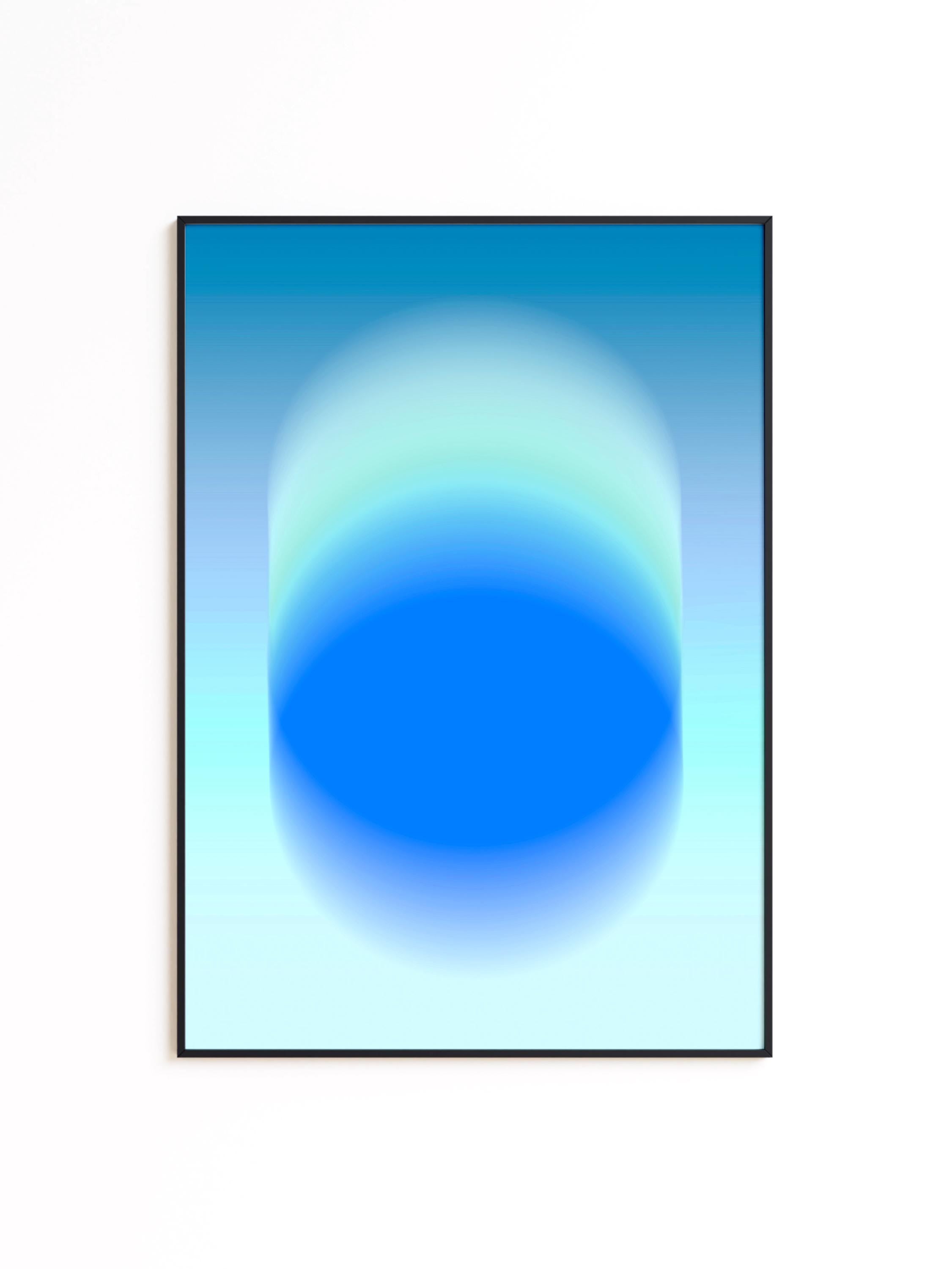 Blue Gradient Art Print, Aqua Aura Poster, Modern Wall Decor