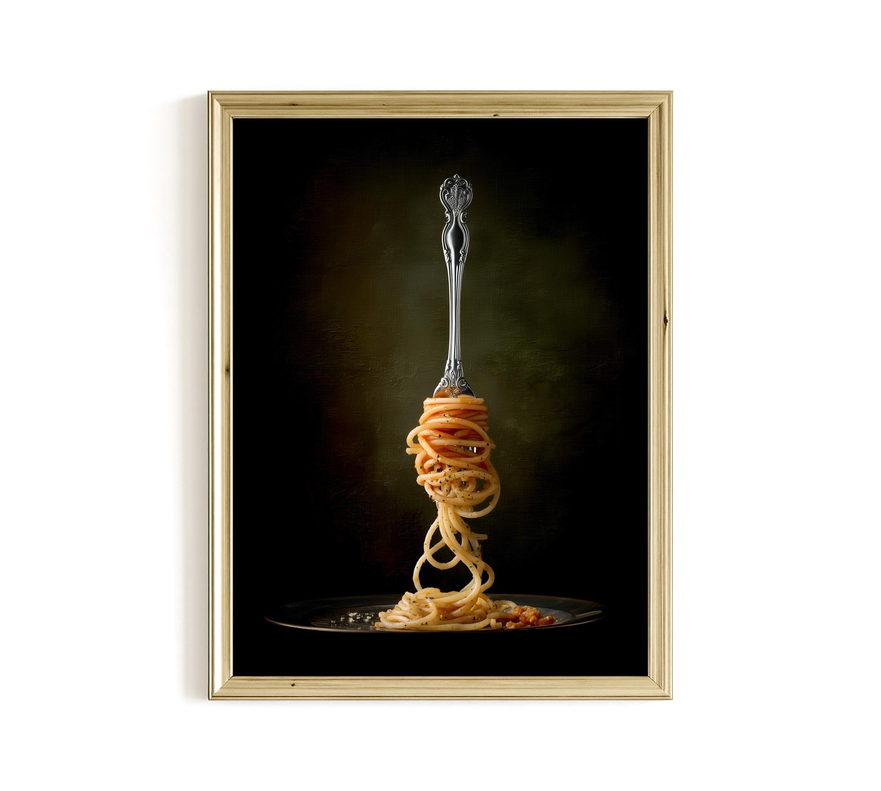 Gothic Kitchen Art Print, Moody Pasta Wall Art, Dark Food Decor