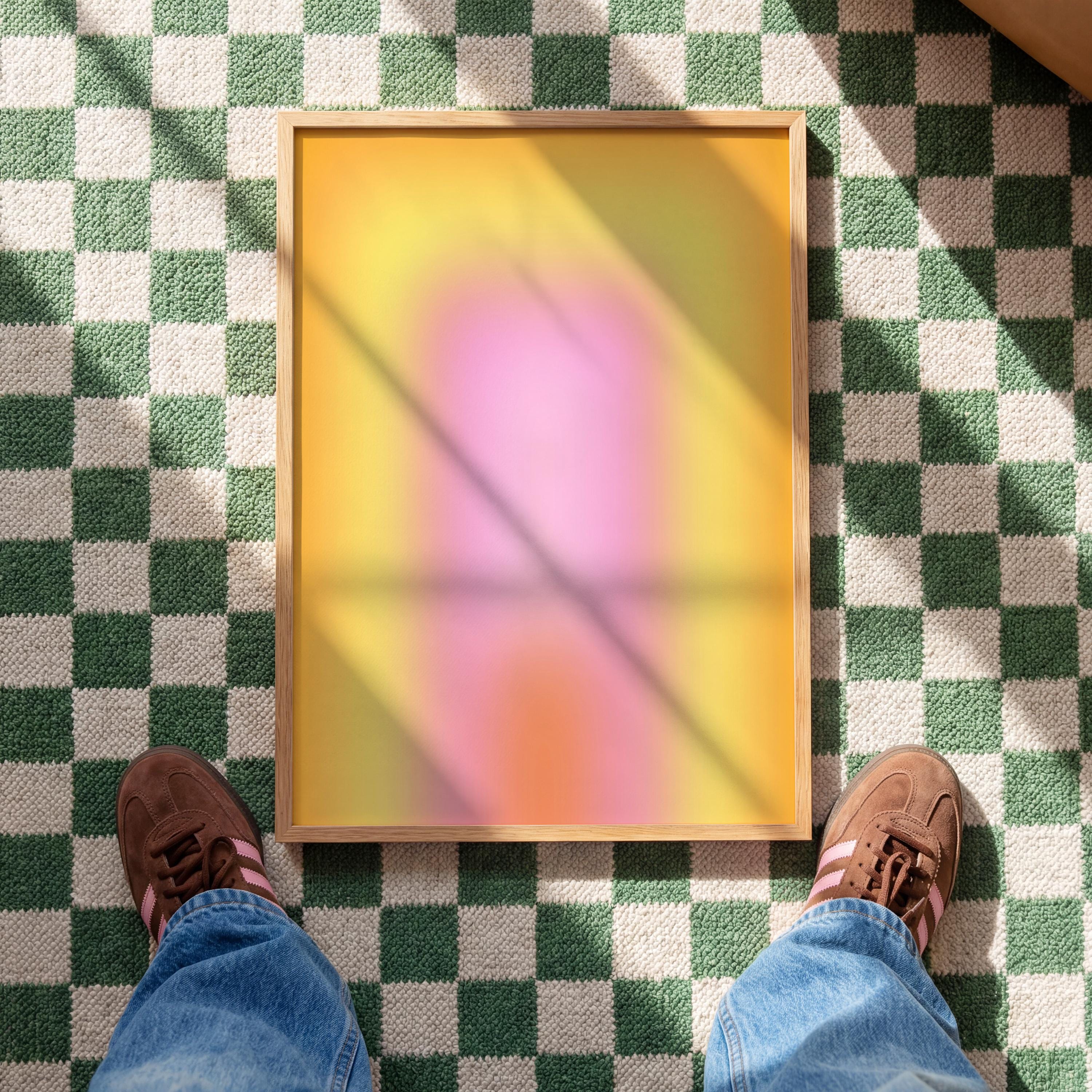 Pastel Gradient Art Print, Pink Yellow Abstract Poster, Soft Modern Wall Decor