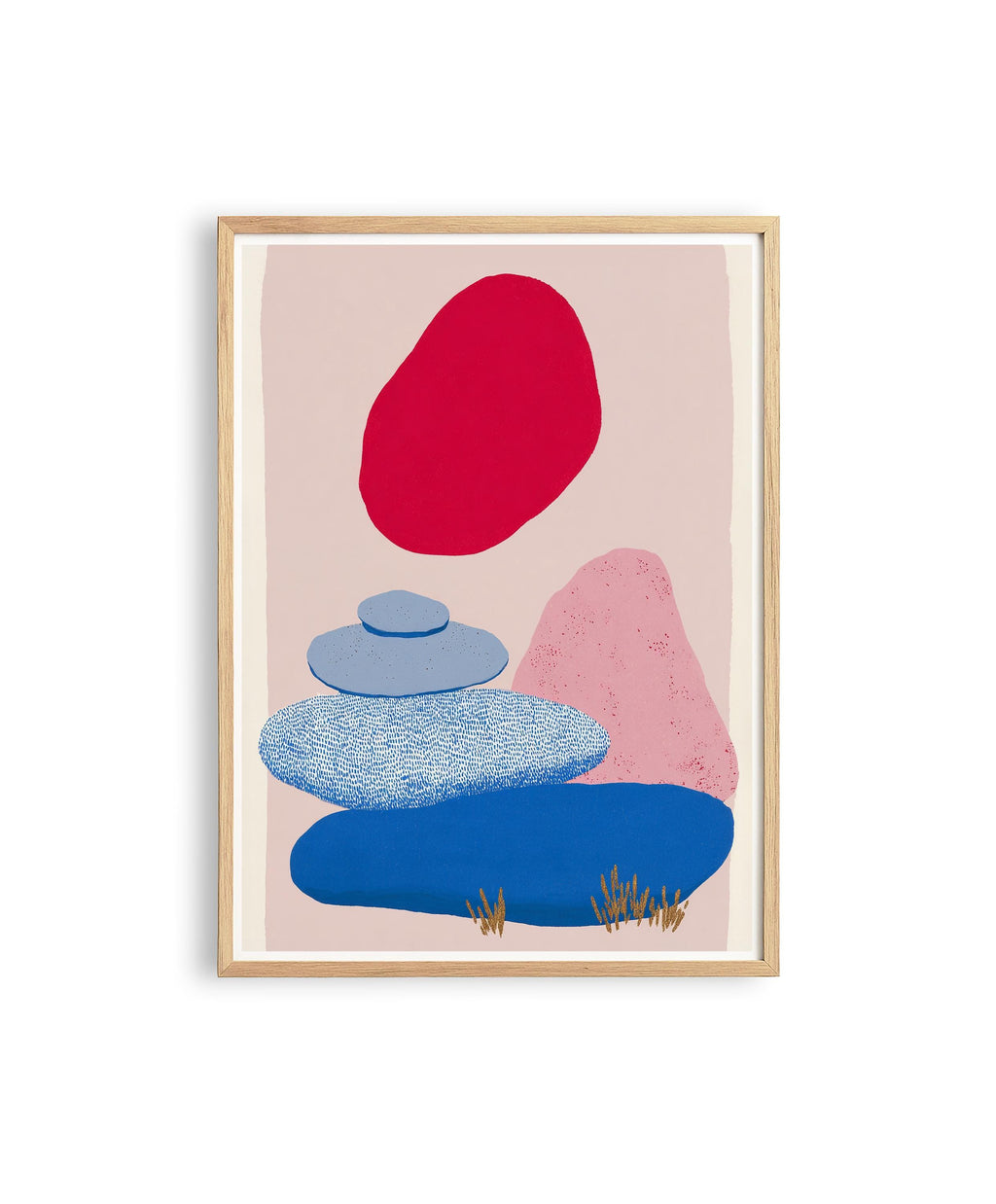 Abstract Landscape Print, Red Sun Color Block Art, Modern Wall Decor