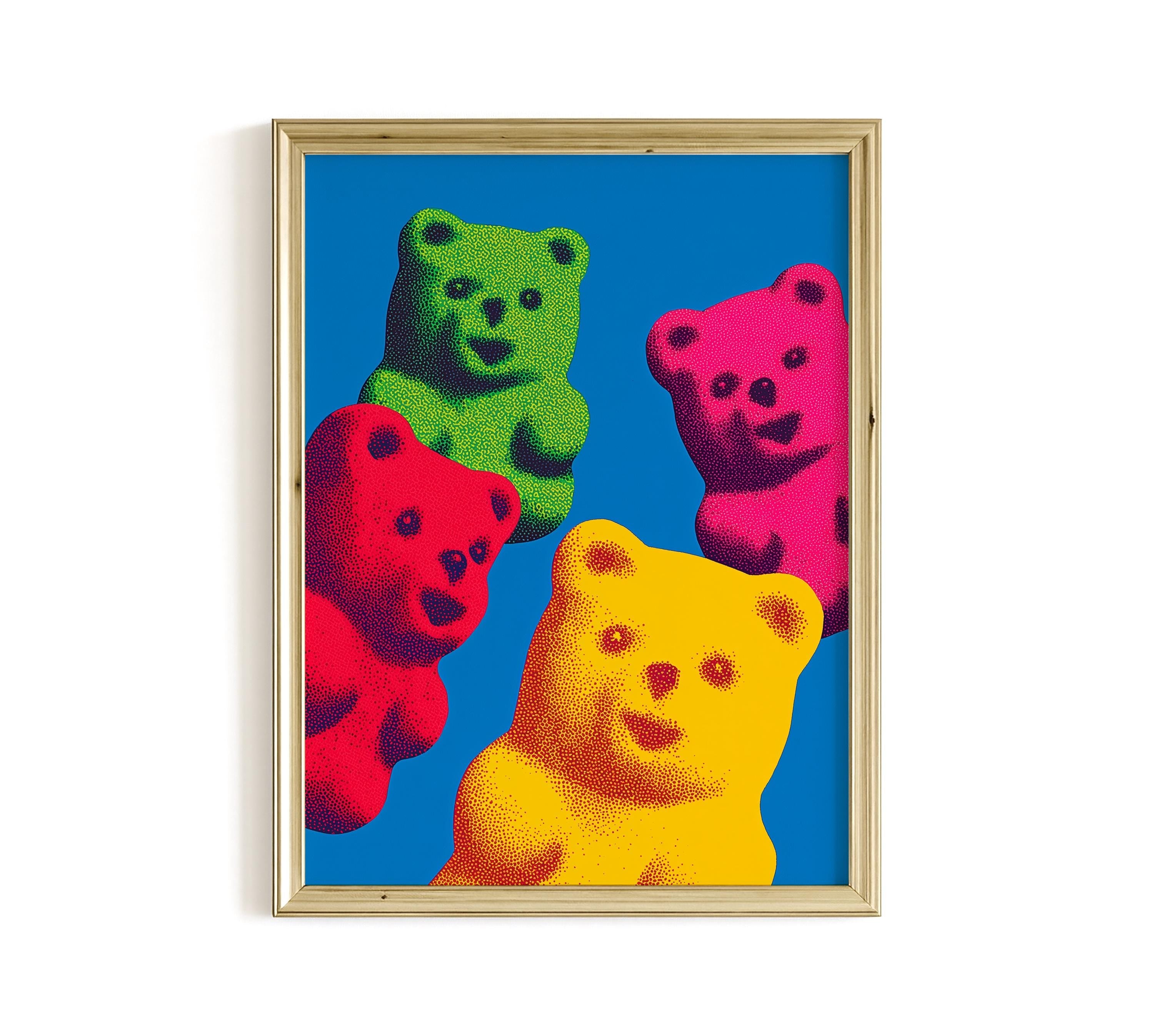 Gummy Bear Pop Art Print, Colorful Candy Wall Art, Bold Modern Wall Decor, Kitsch Poster, Large Statement Art
