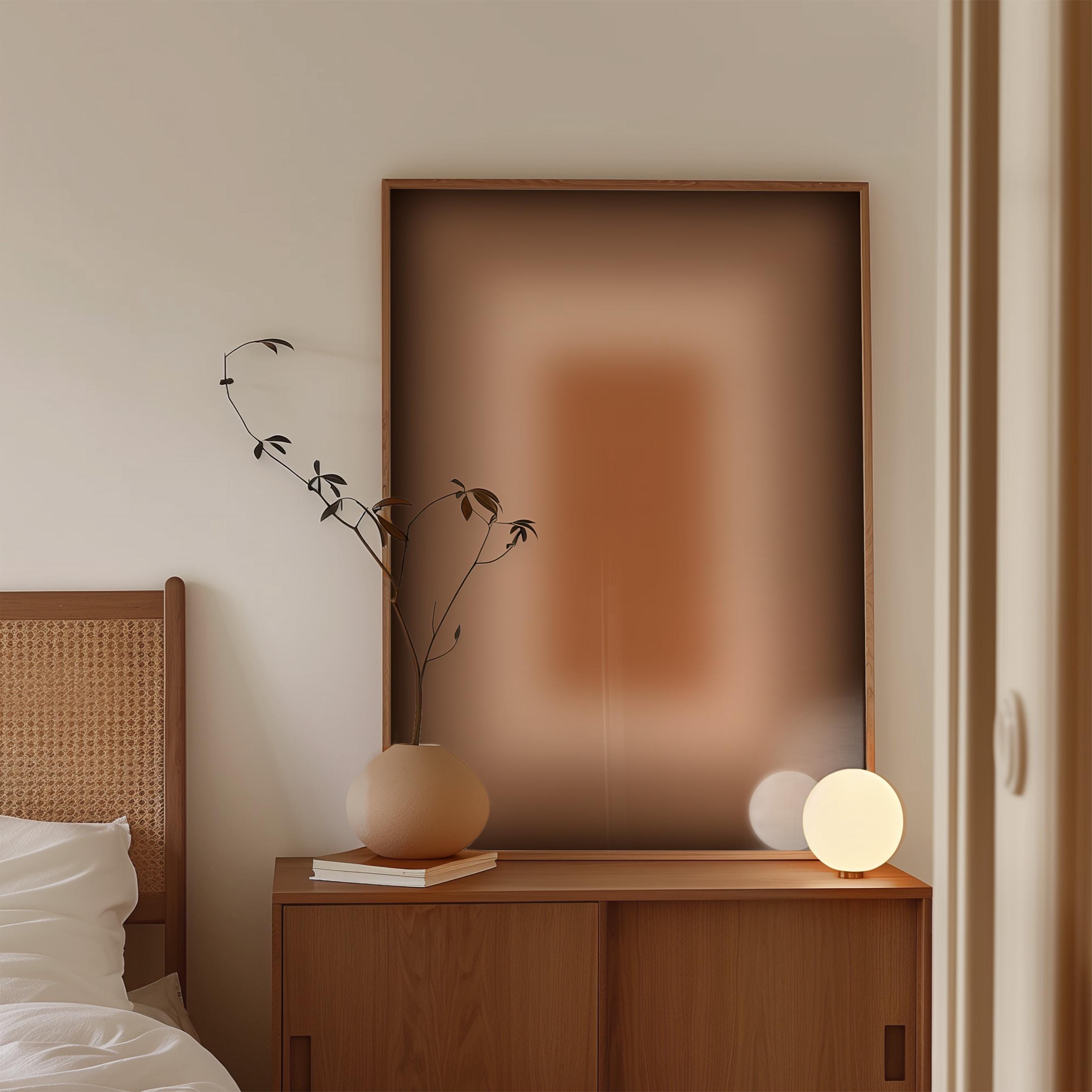 Warm Brown Gradient Abstract Art Print, Neutral Minimalist Poster, Cozy Modern Home Decor