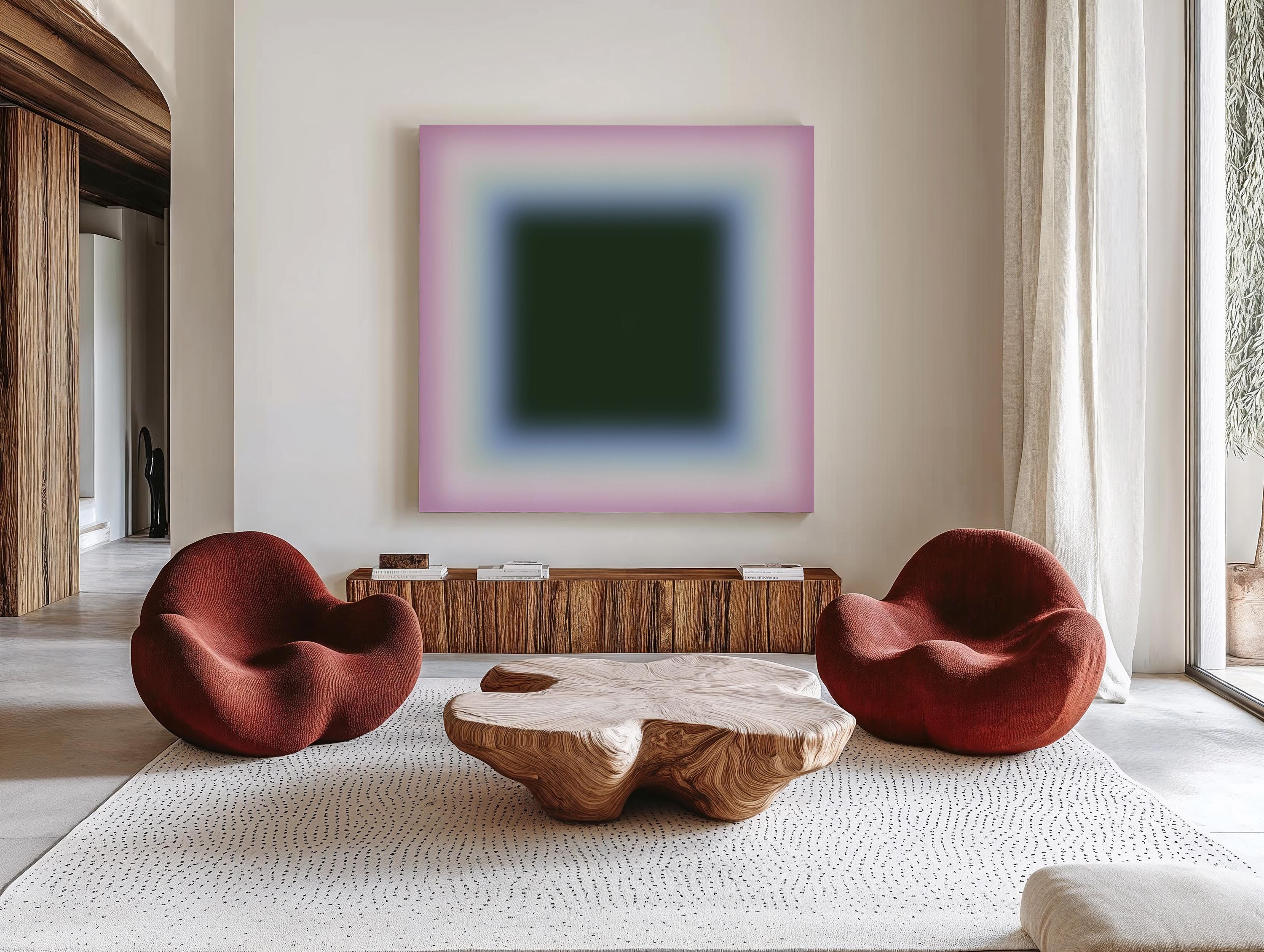 Green Lavender Gradient Abstract Art Print, Soft Glow Minimal Modern Wall Decor