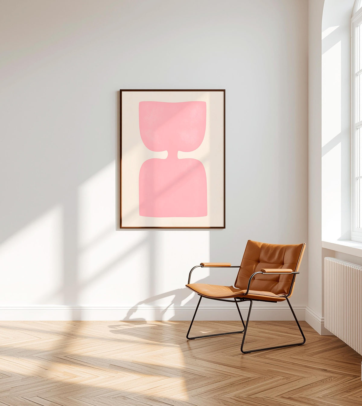 Pink Abstract Art Print, Minimalist Shape Poster, Soft Modern Wall Decor