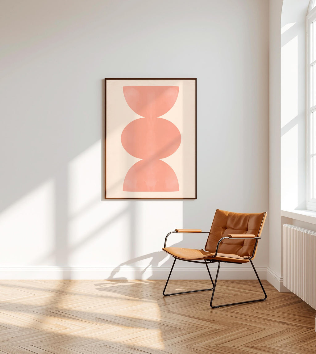 Peach Wall Art Print, Minimalist Geometric Abstract, Soft Modern Decor