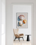 Seashell Wall Art Print, Scallop Shell Poster, Neutral Coastal Bathroom Decor
