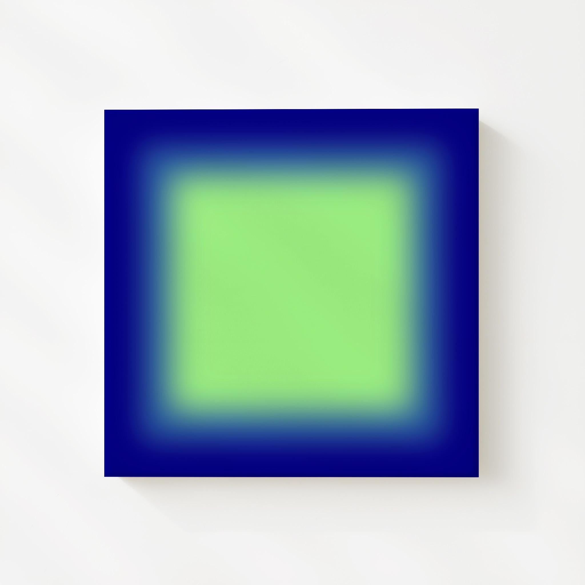 Blue Green Abstract Art Print, Cobalt Lime Gradient, Modern Square Wall Decor