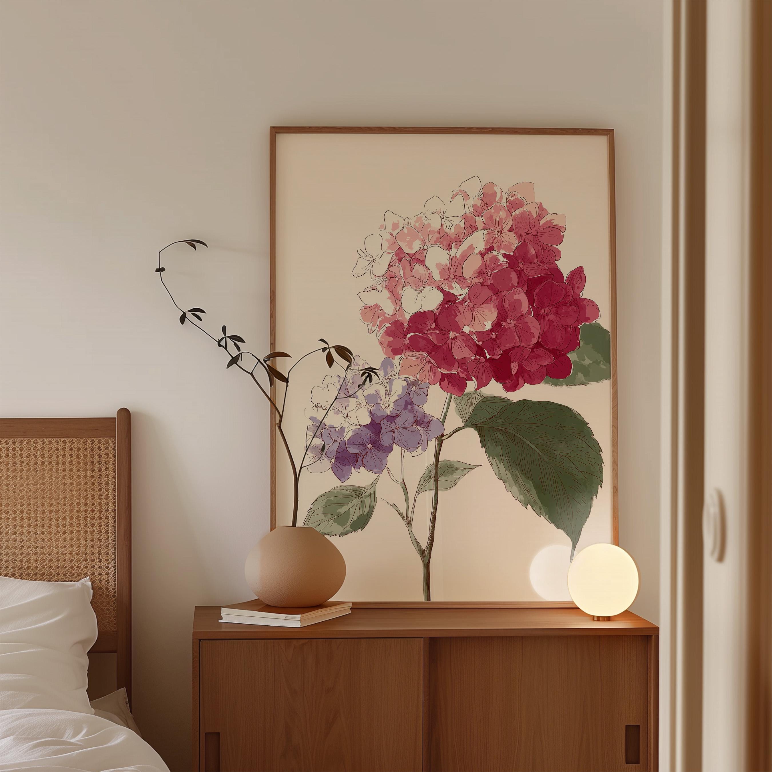 Hydrangea Printable Art, Soft Floral Download for Bedroom or Bathroom Decor