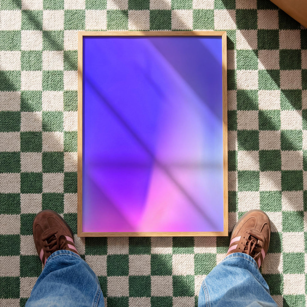Neon Purple Gradient Printable Wall Art, Abstract Modern Poster, Pink Lavender Minimal Decor