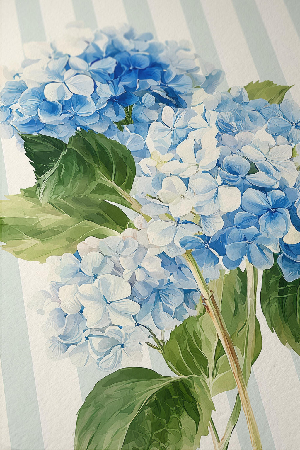 Hydrangea Printable Wall Art, Blue Floral Digital Download for Home Decor