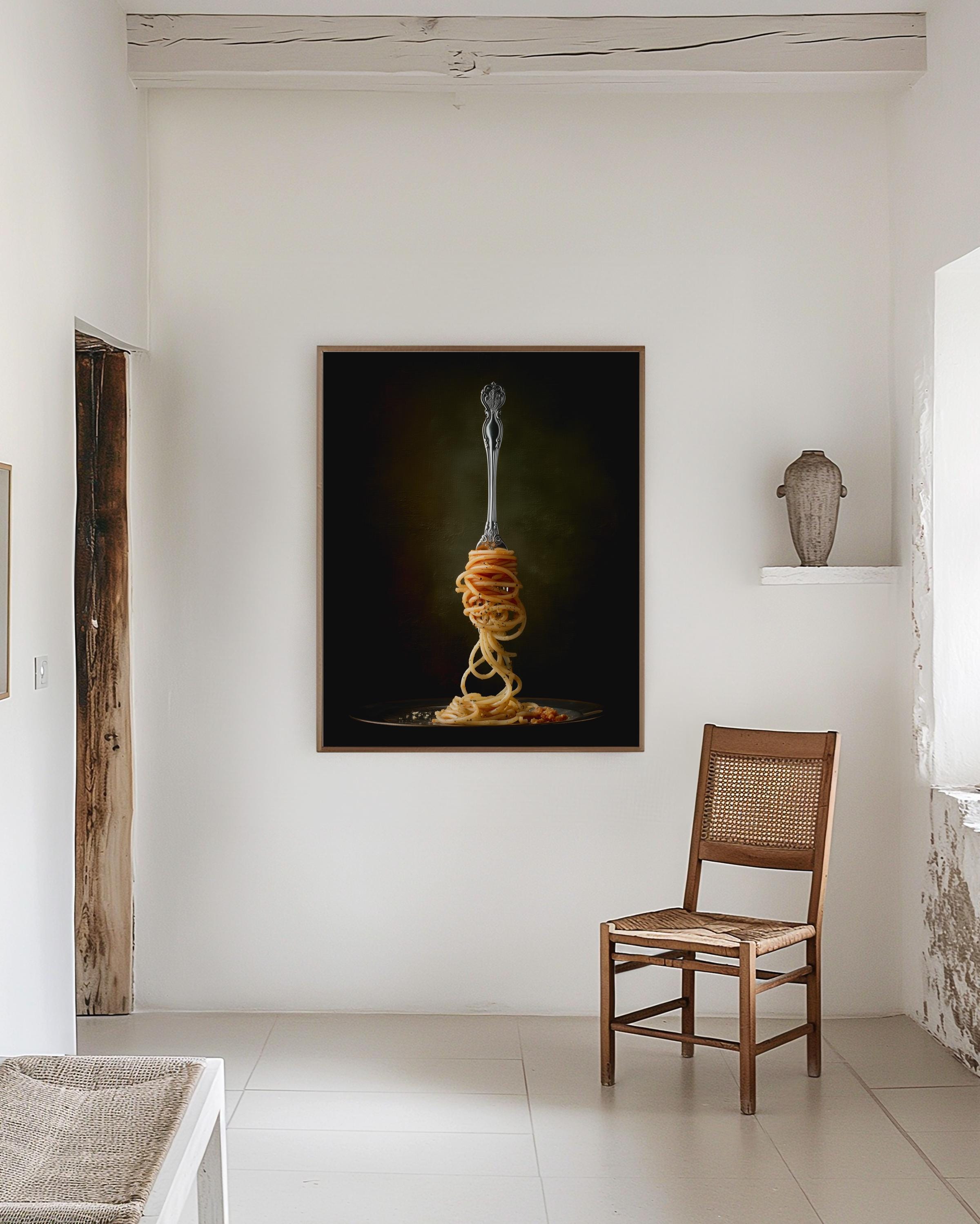 Gothic Kitchen Art Print, Moody Pasta Wall Art, Dark Food Decor
