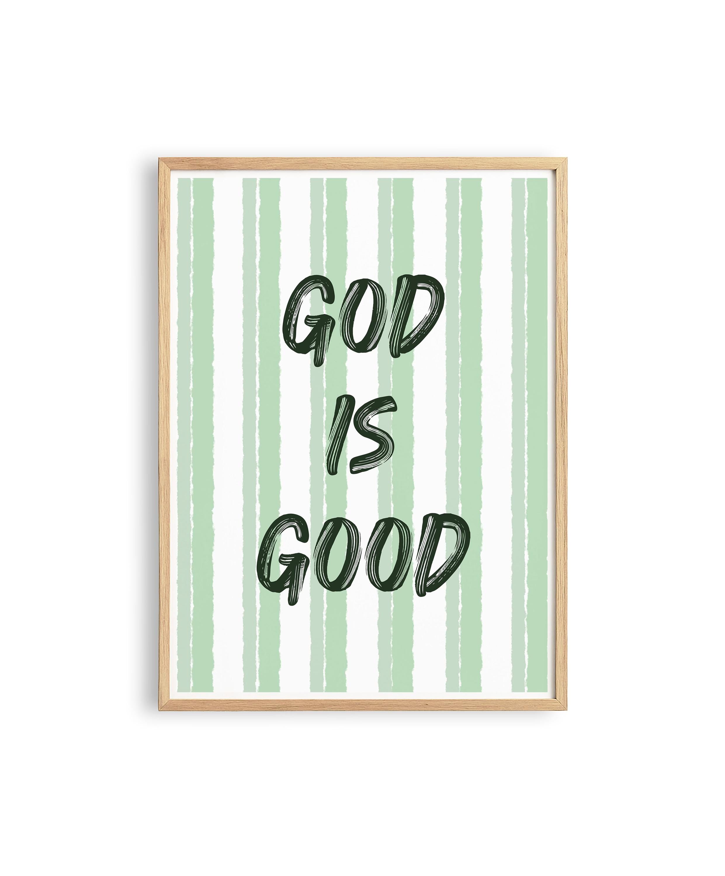 God Is Good Print, Christian Wall Art, Sage Green Faith Poster