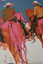 Western Wall Art Print, Cowboy Horse Poster, Modern Ranch Decor, Pink Rodeo Artwork Print
