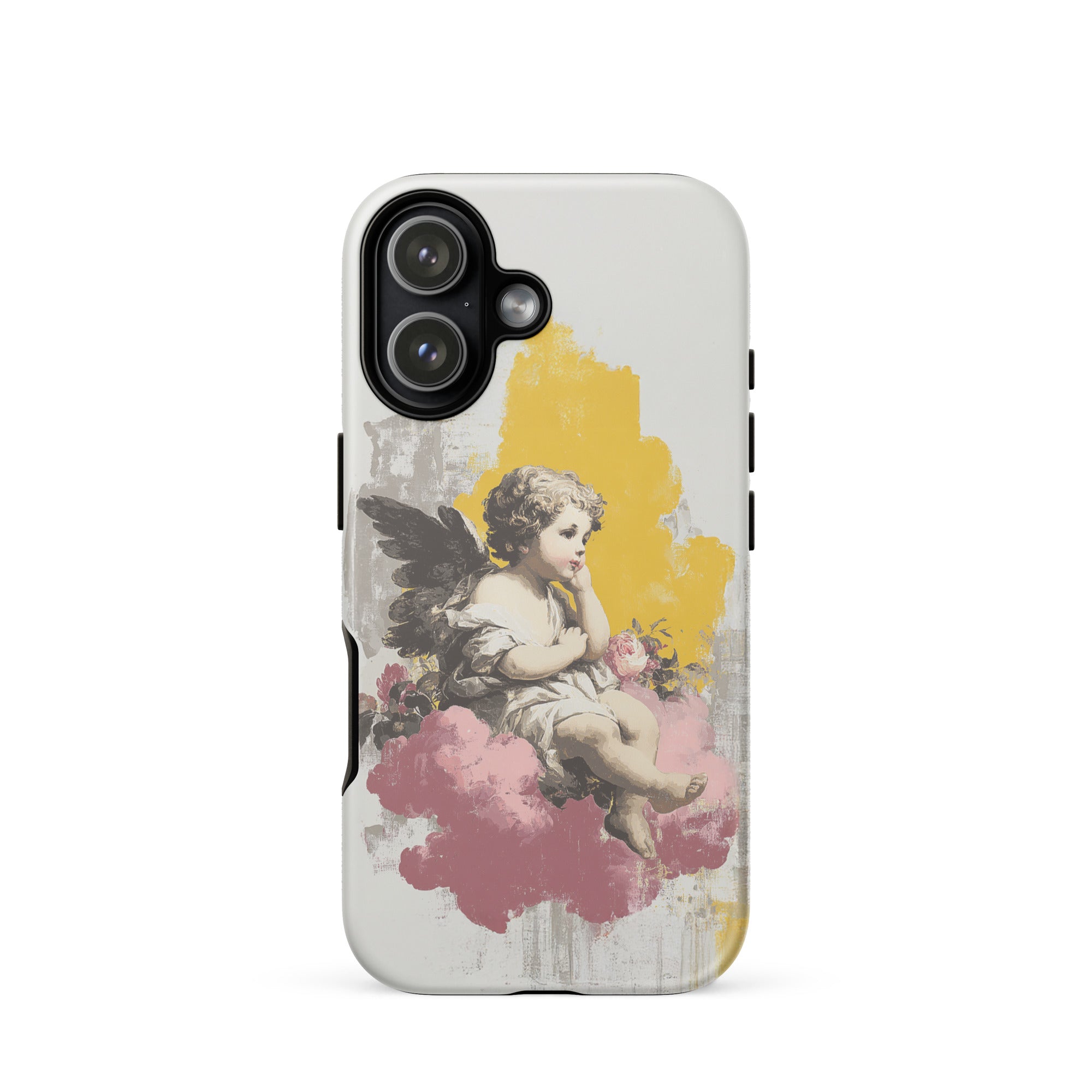 dreamy cherub illustration on clouds printed on aesthetic iPhone case
