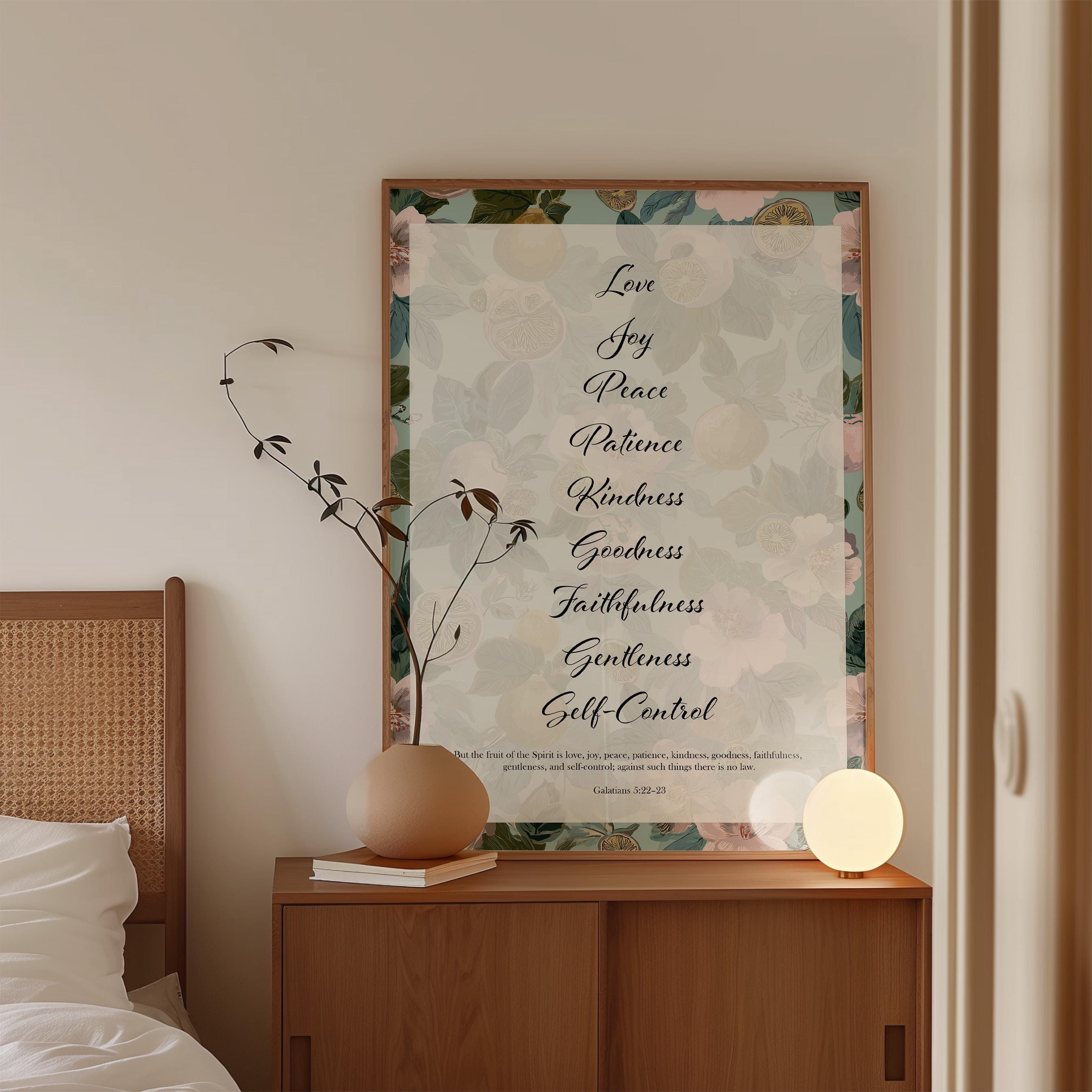 Fruit of the Spirit Wall Art Print, Floral Christian Decor, Galatians Poster