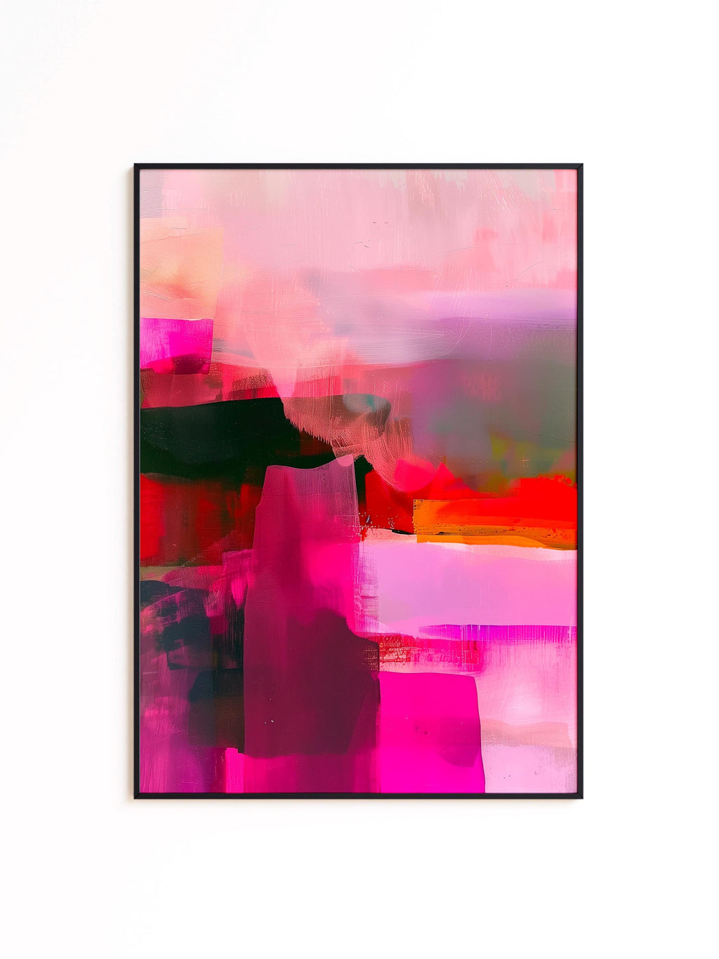 Magenta Pink Abstract Art Print, Pink Modern Wall Decor, Colorful Poster