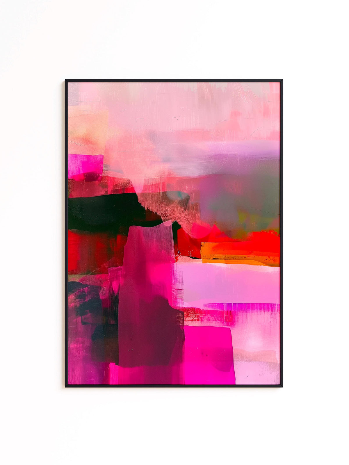 Magenta Pink Abstract Art Print, Pink Modern Wall Decor, Colorful Poster