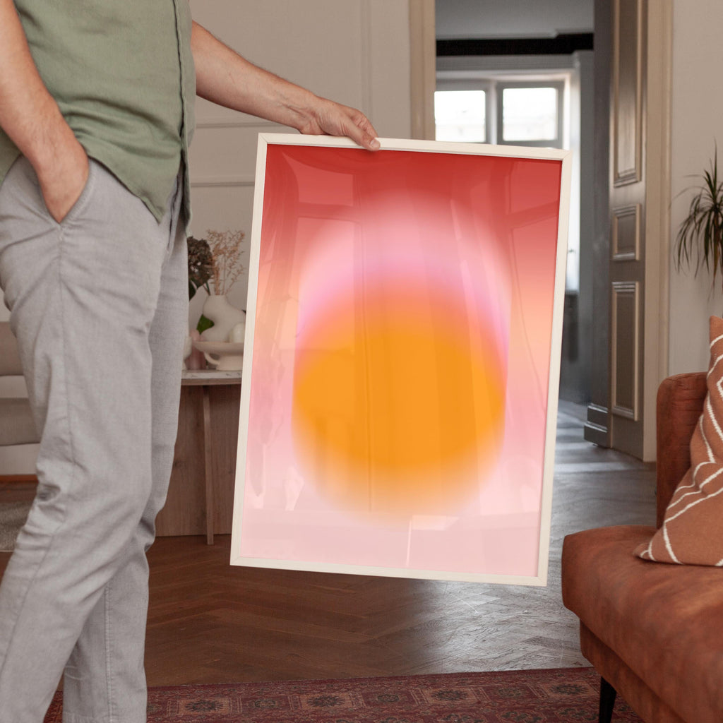 Orange Gradient Art Print, Pink Aura Poster, Modern Wall Decor