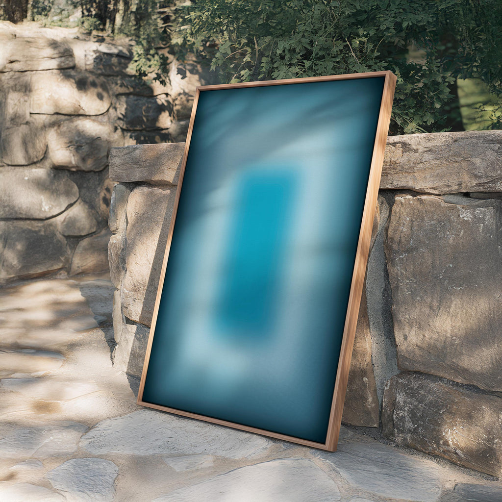 Blue Aura Art Print, Teal Gradient Poster, Moody Modern Wall Decor