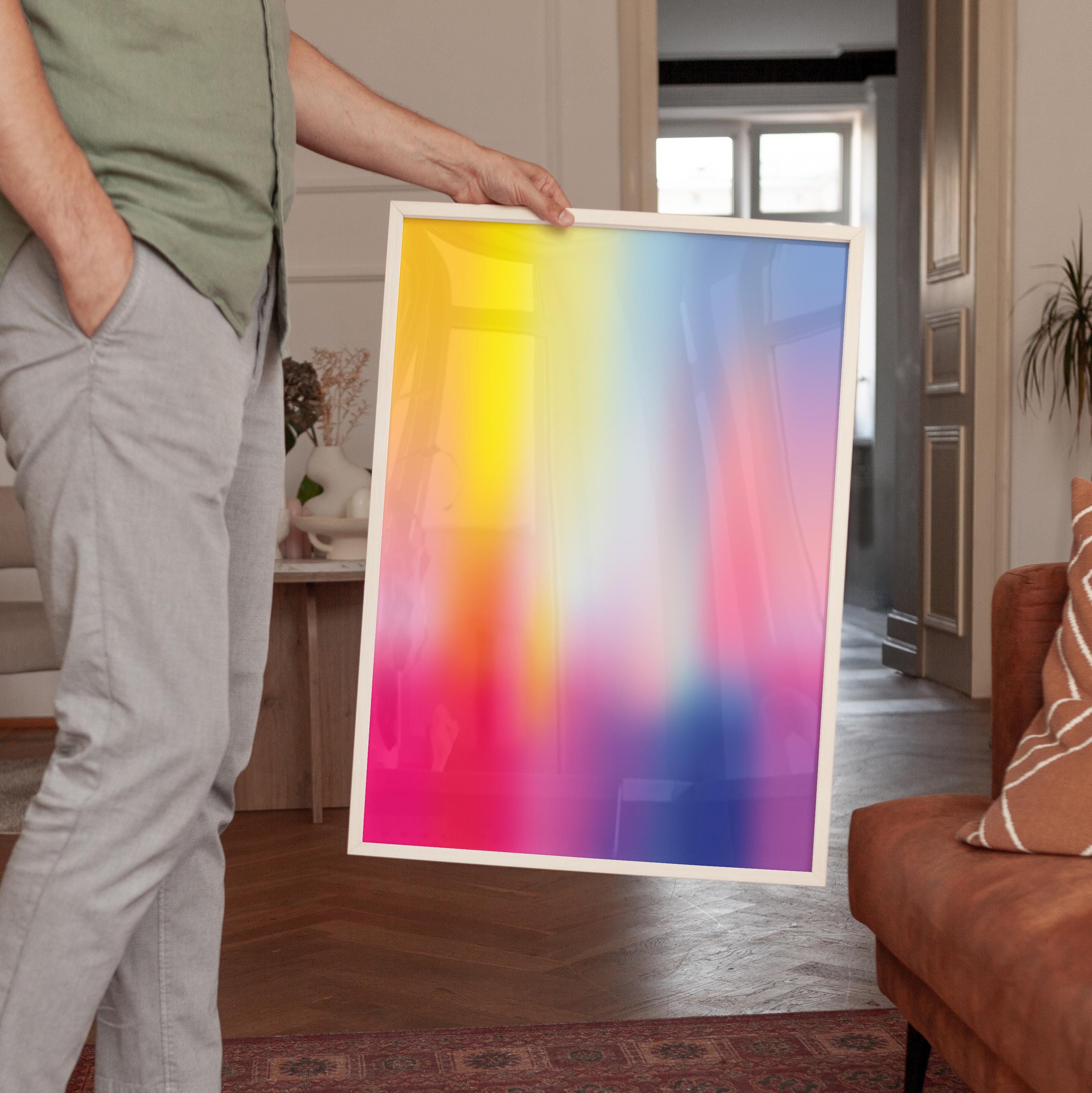 Rainbow Aura Art Print, Colorful Blur Poster, Dreamy Modern Wall Decor