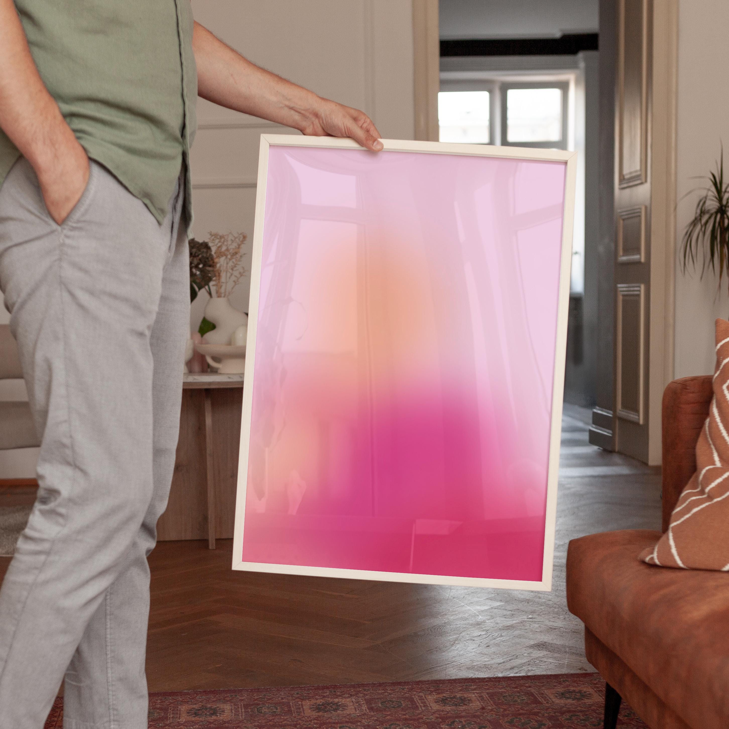 Pink Aura Gradient Print, Abstract Spiritual Wall Art, Soft Pastel Minimal Decor