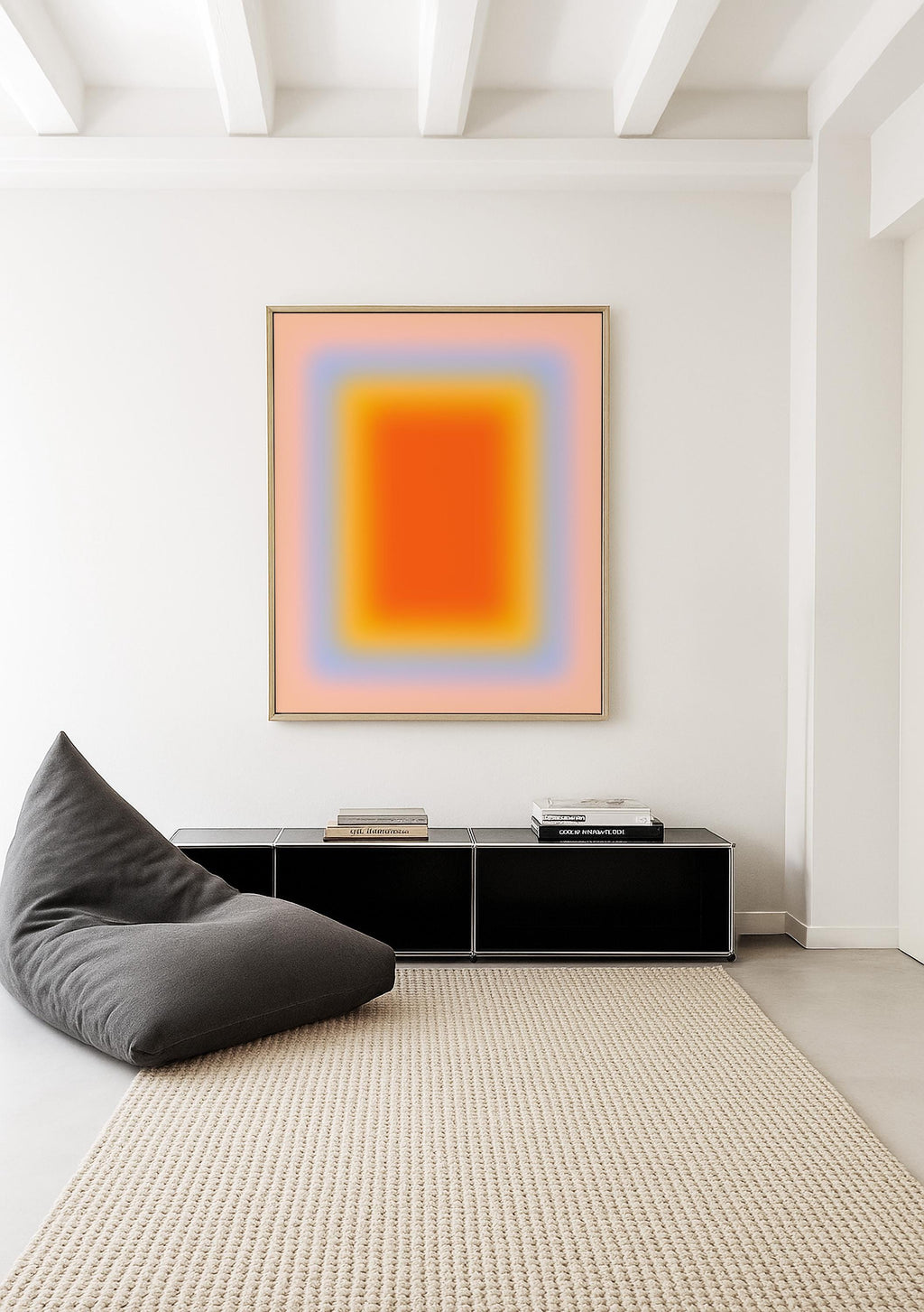 Sunset Wall Art Print, Orange Yellow Gradient, Soft Abstract Room Decor