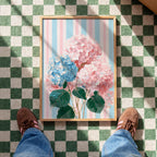 Hydrangea Wall Art Digital Download, Blue and Pink Floral Printable Home Decor