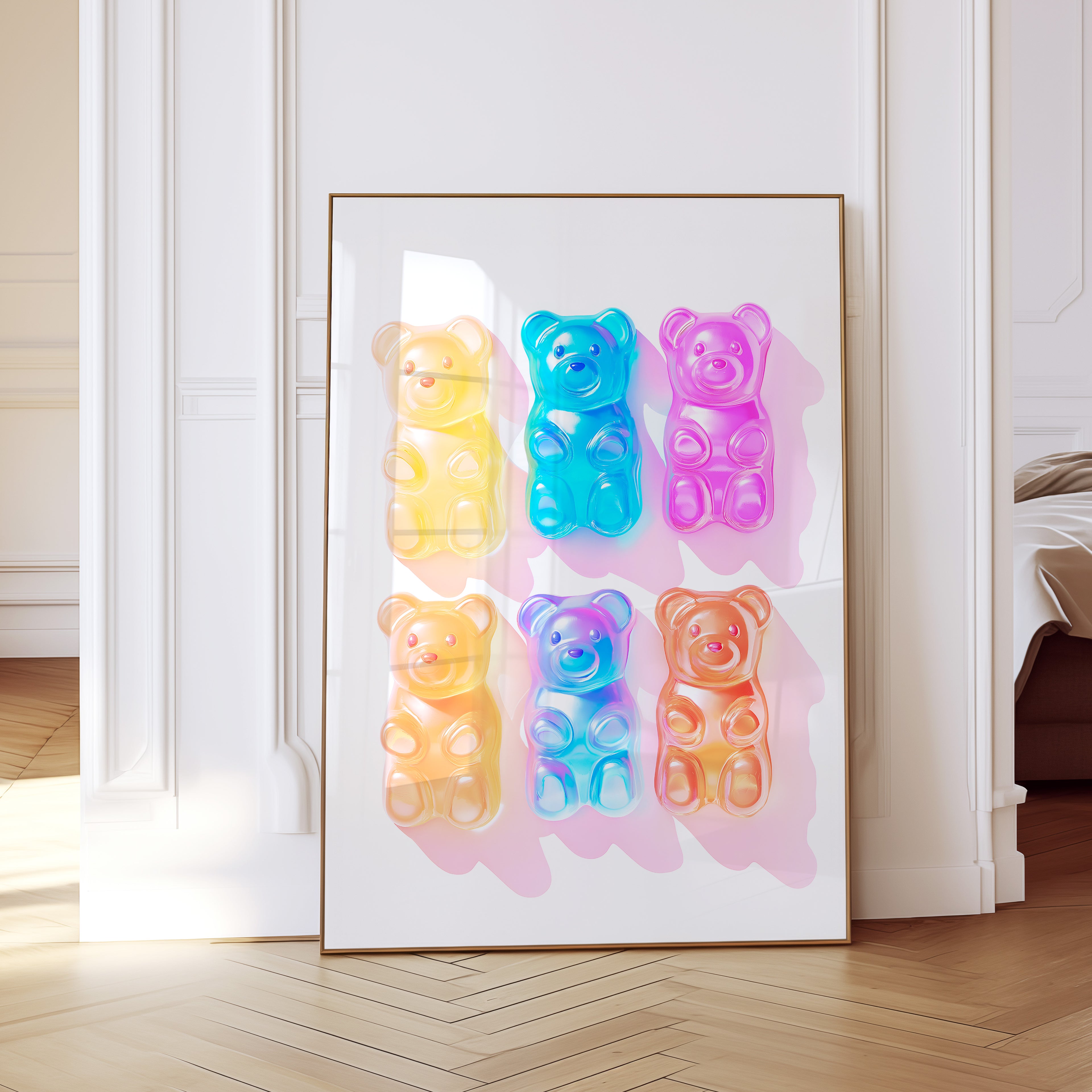 Colorful Gummy Bear Wall Art Print for Modern Pop Art Decor