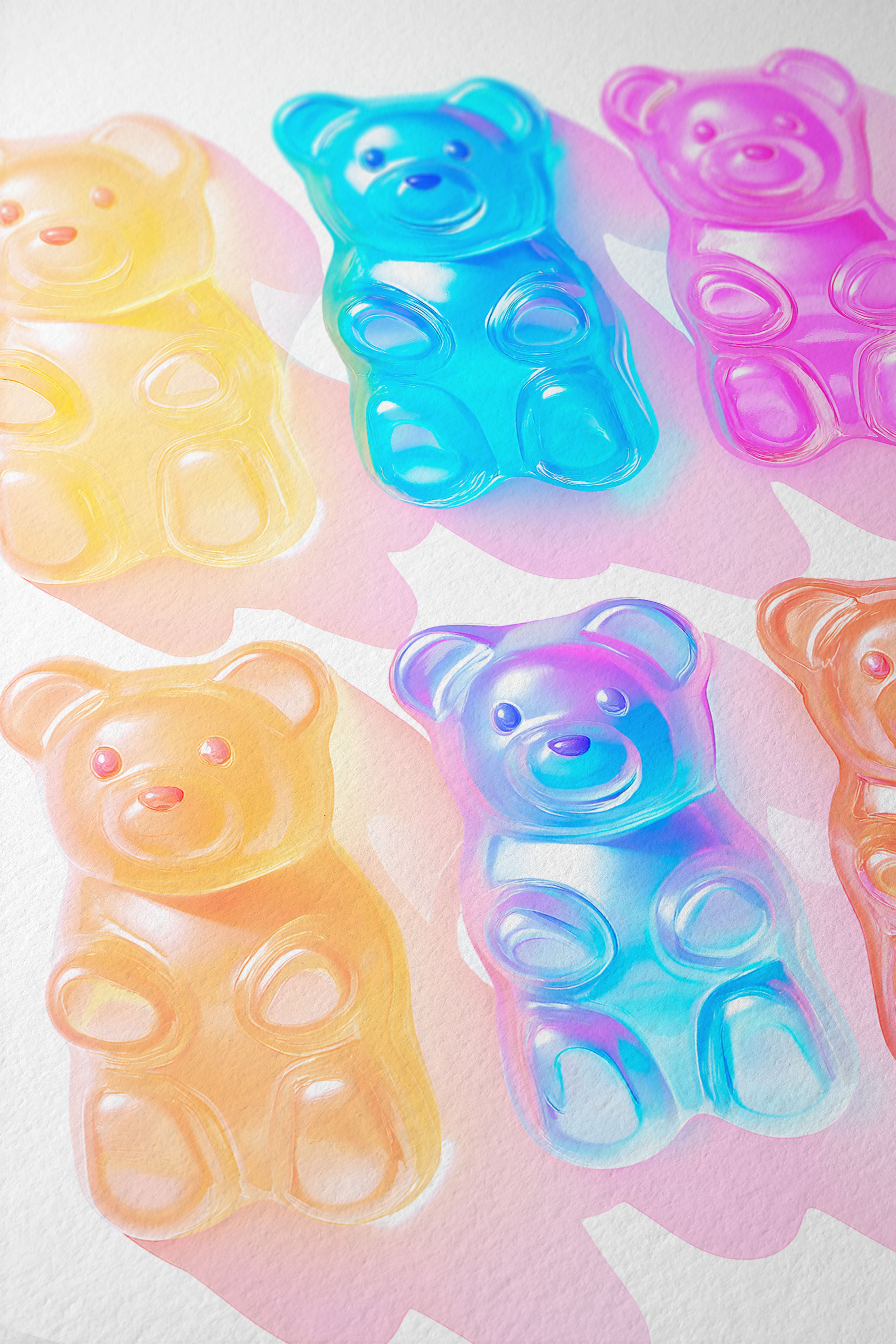Colorful Gummy Bear Wall Art Print for Modern Pop Art Decor
