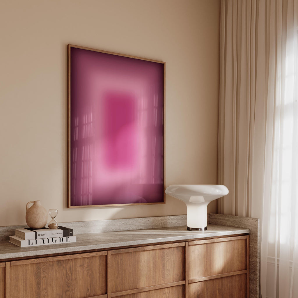 Pink Aura Art Print, Magenta Gradient Poster, Soft Glow Wall Decor