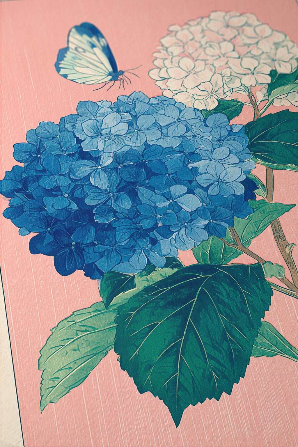 Hydrangea Wall Art Print, Blue Floral Poster, Botanical Flower Decor
