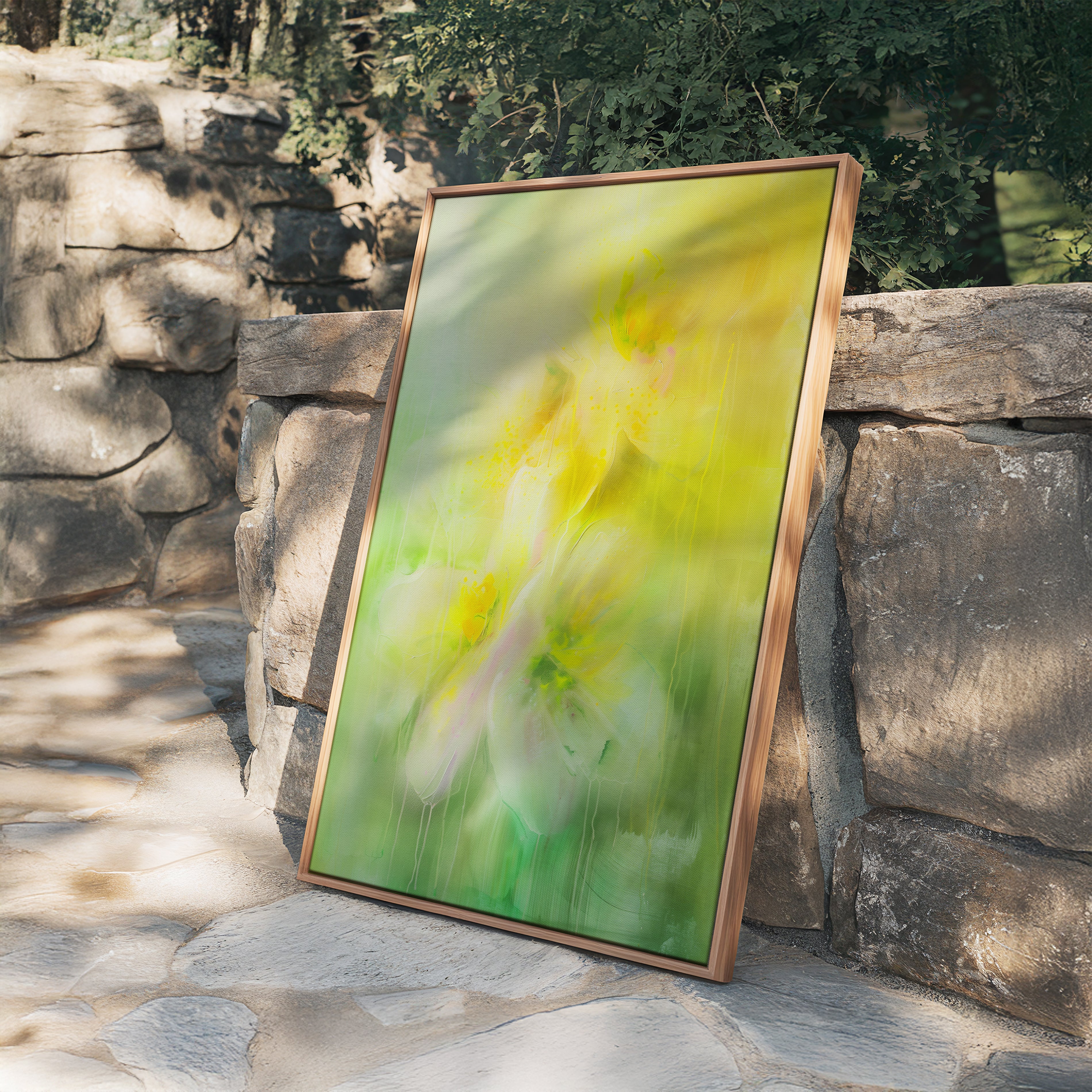 Bloomveil Green Floral - Framed Canvas