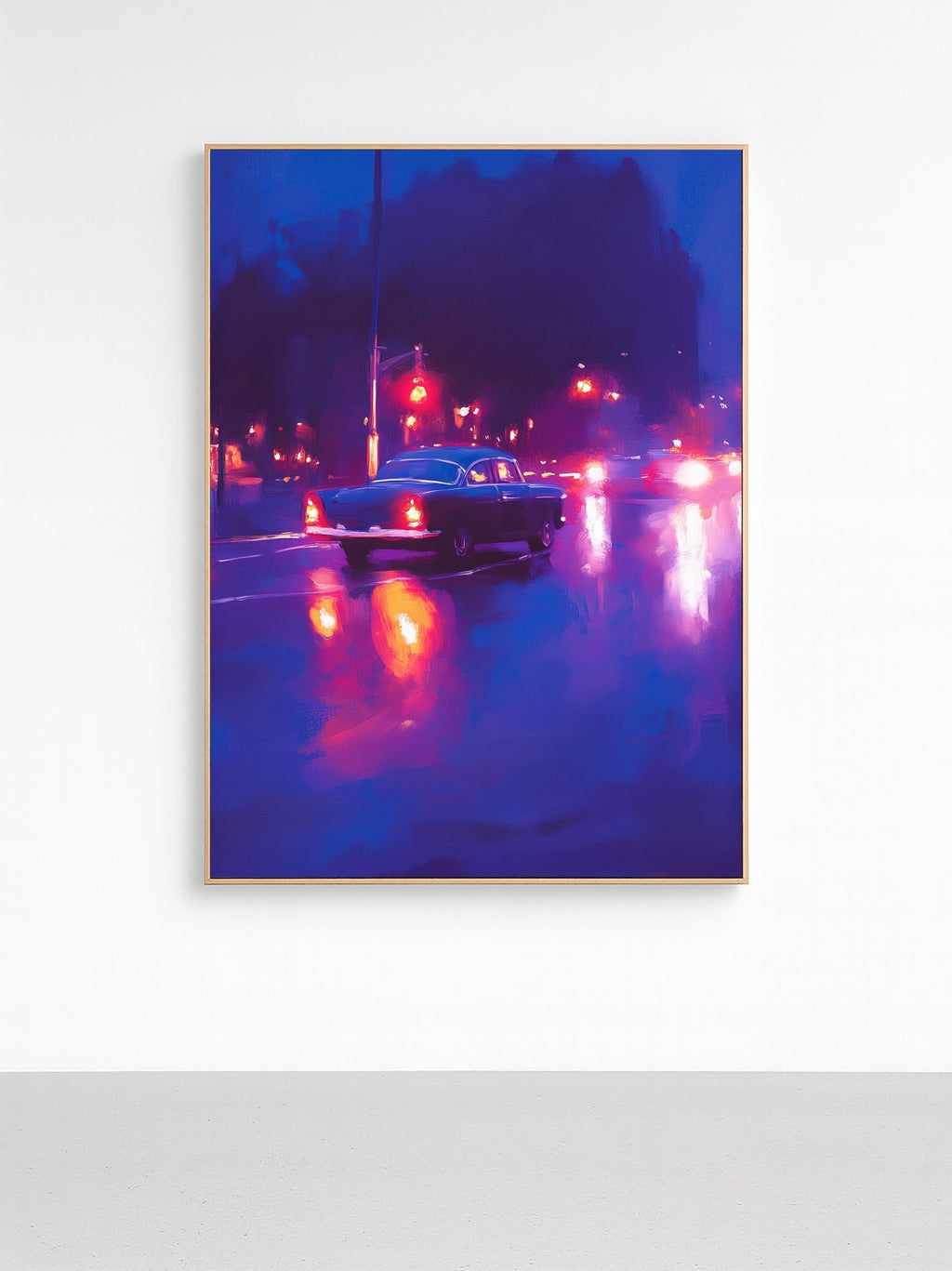 Blue Neon Night Drive Art canvas wall art – And A Little More