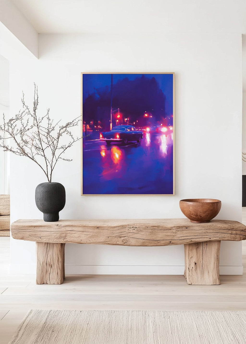 Blue Neon Night Drive Art canvas wall art – And A Little More
