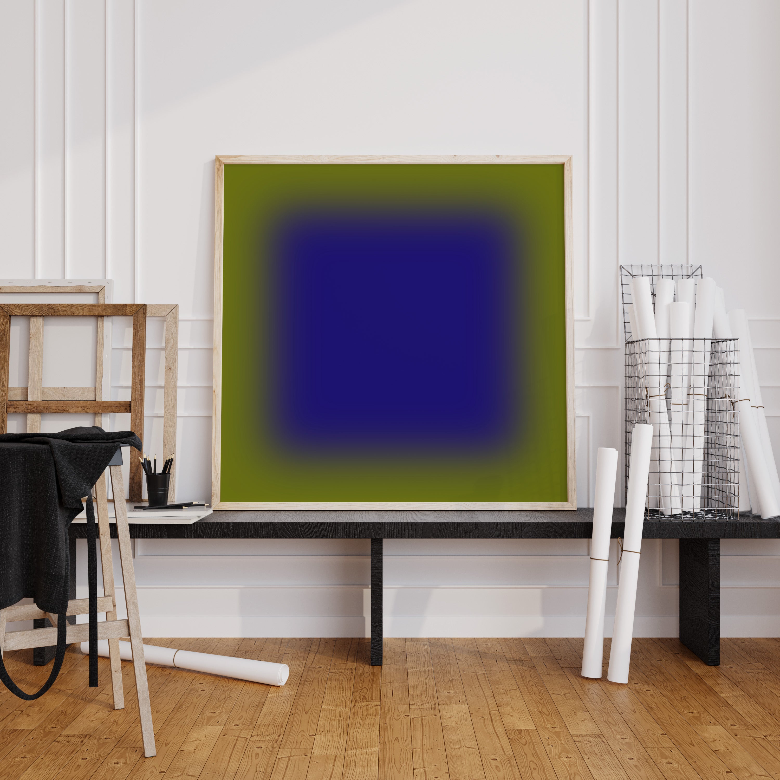 Green Blue Gradient Abstract Wall Art