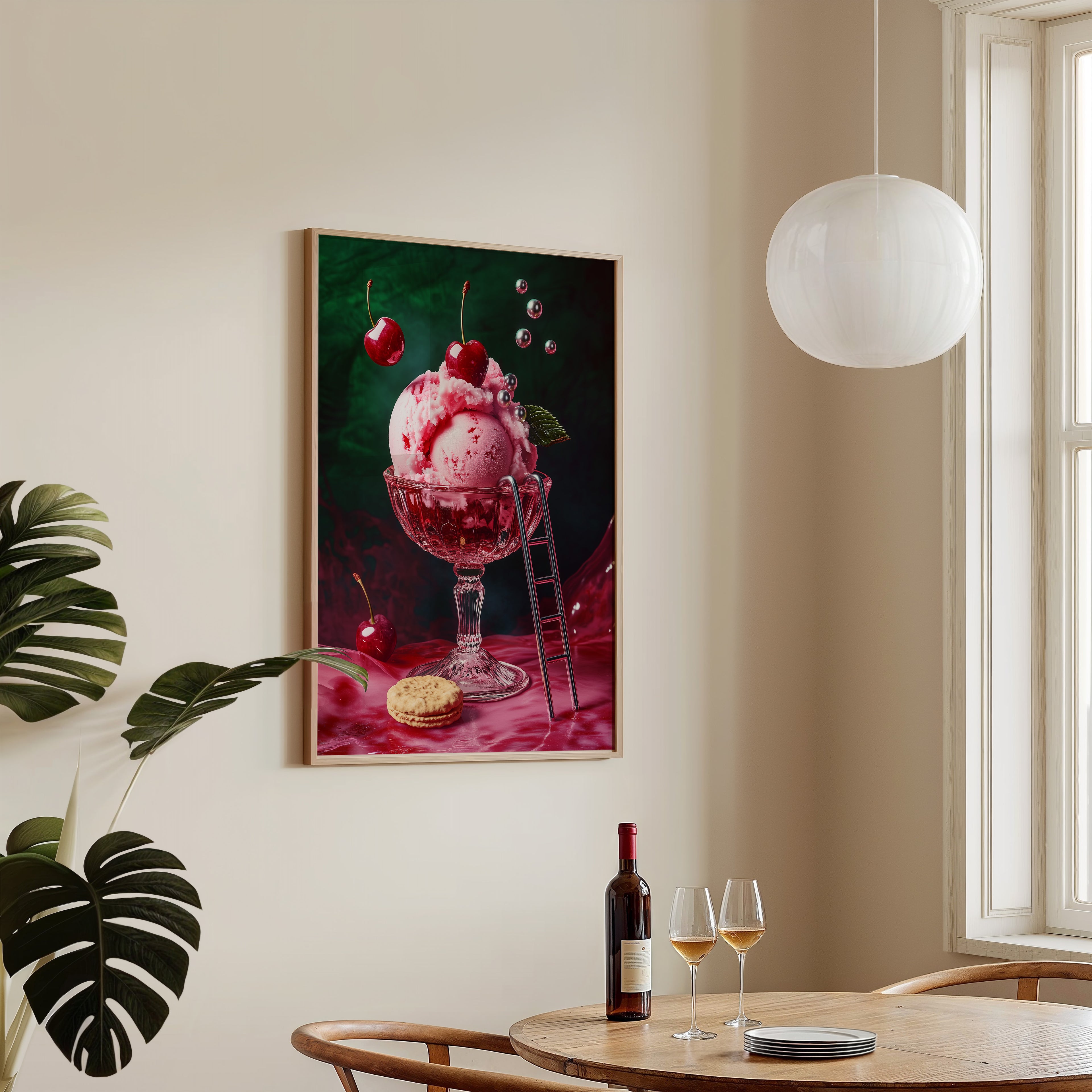 Cherry Dream Dessert Art Print - Modern Pop Still Life - And A Little More