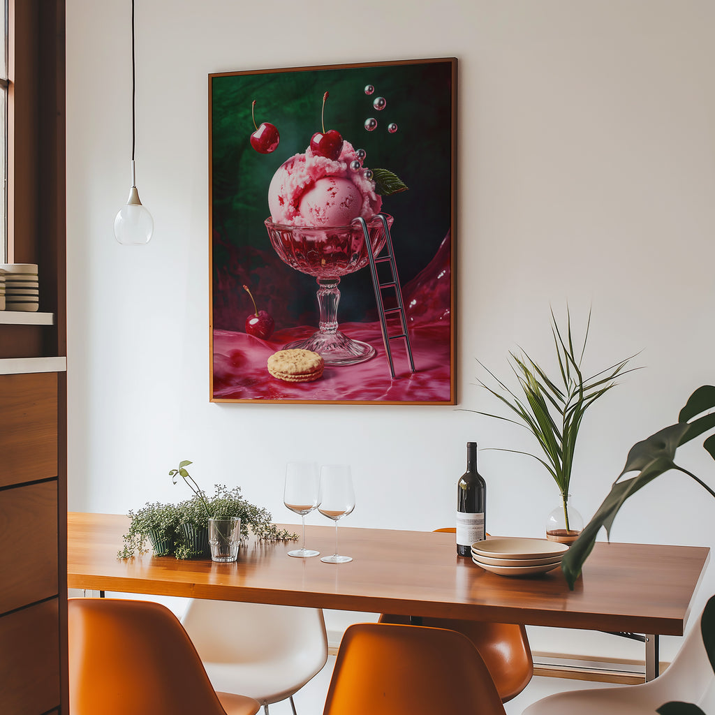 Cherry Dream Dessert Art Print - Modern Pop Still Life - And A Little More
