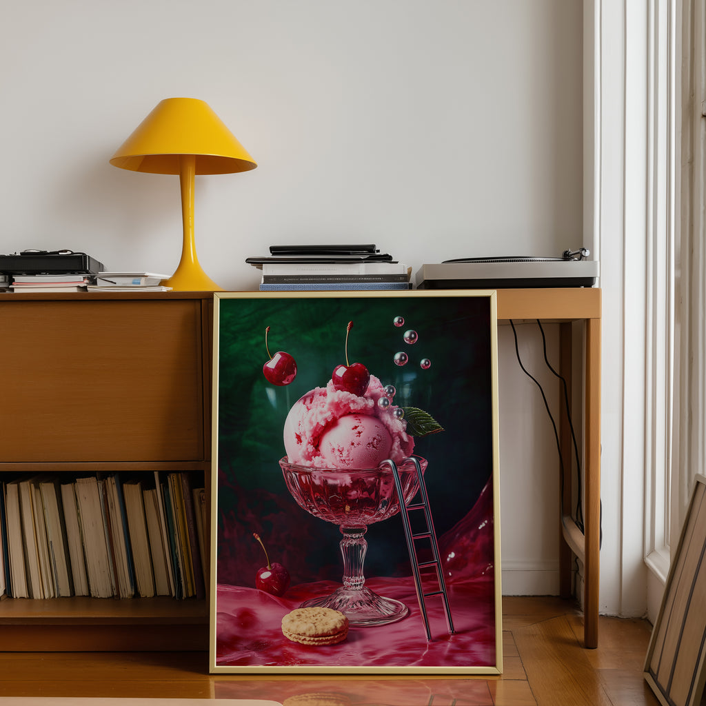 Cherry Dream Dessert Art Print - Modern Pop Still Life - And A Little More
