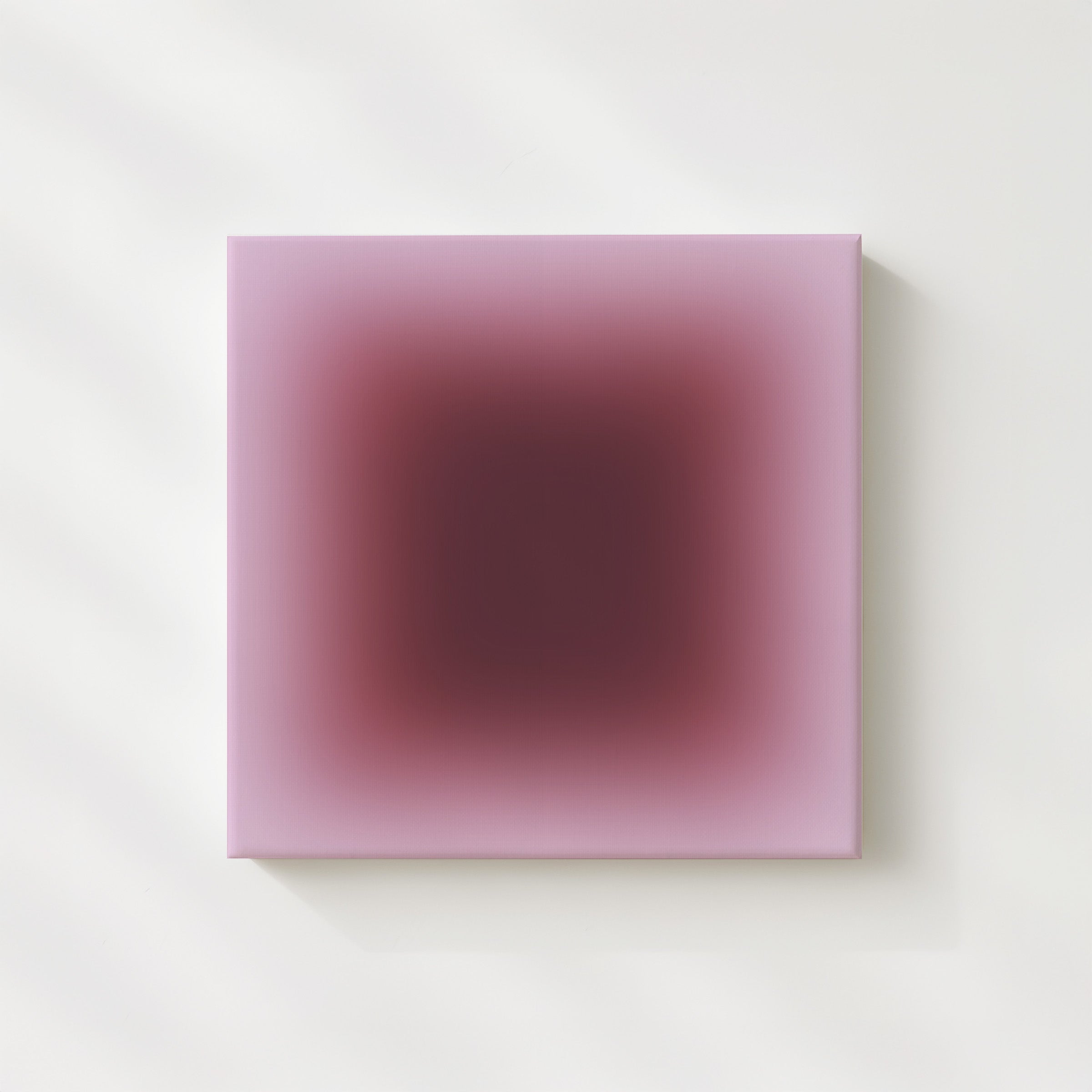 square gradient wall art with deep burgundy center and soft pink edges