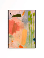 Pastel Abstract Art Print, Coral Green Painterly Poster, Soft Modern Wall Decor