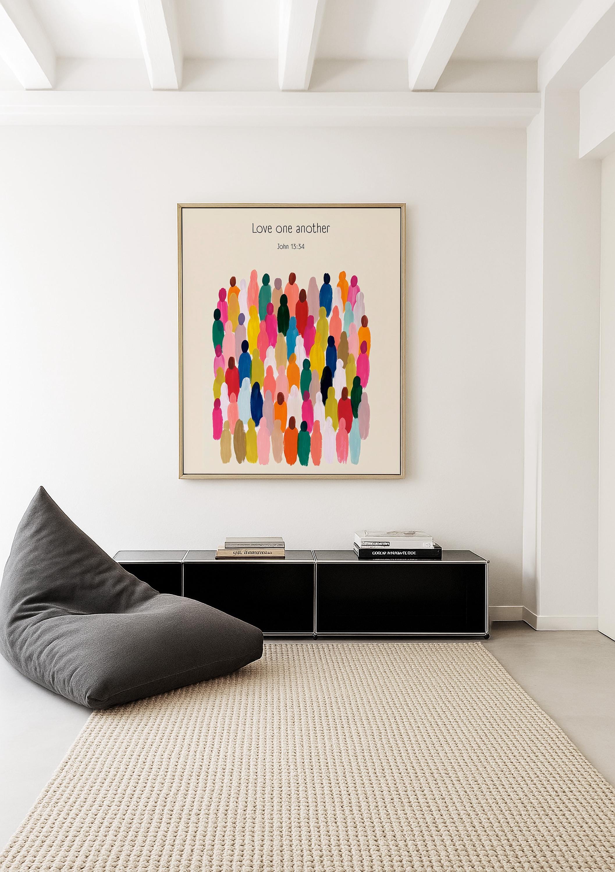 Love One Another Wall Art Print, John 13 34 Christian Bible Verse Poster