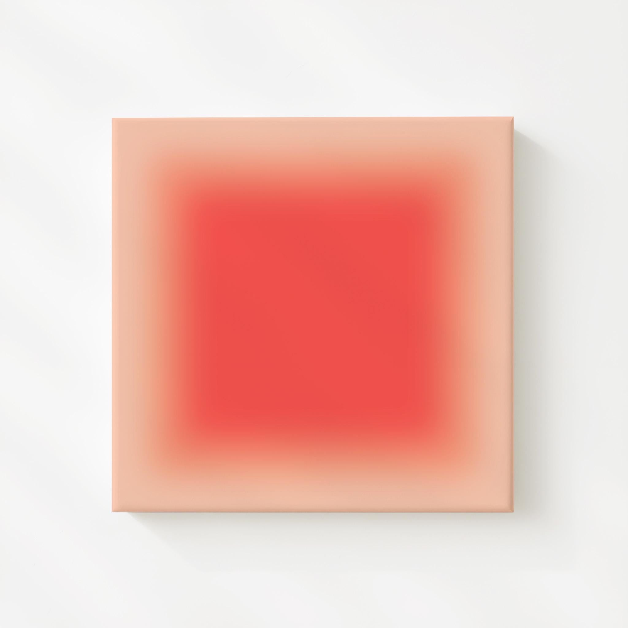 Coral Wall Art Print, Salmon Pink Gradient, Minimal Square Abstract Decor