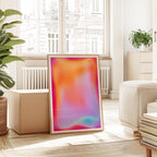 Neon Gradient Abstract Wall Art Printable, Glow Liquid Shape Poster, Vaporwave Aesthetic Futuristic Color Art