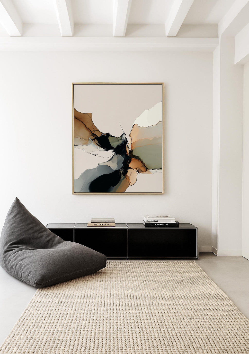 Fluid Abstract Art Print, Neutral Ink Painting, Modern Earth Tone Decor